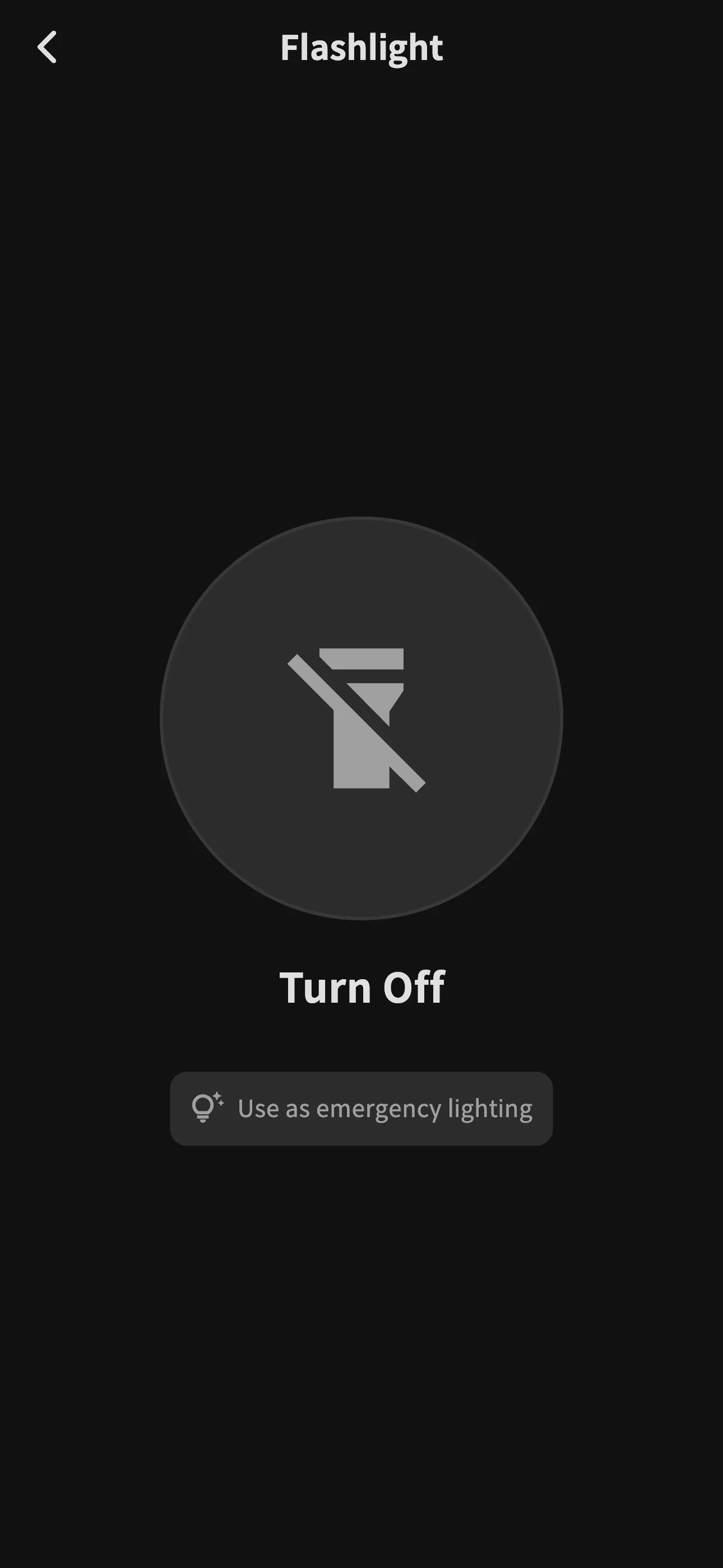Safe-Life app flashlight off