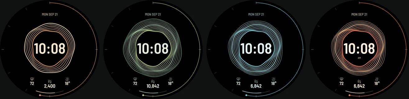 Four of the five palettes, rendered with the same renderer as the store screenshots